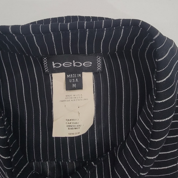 Bebe Black and White Striped Lace Button Up Long Sleeve Blouse Size Medium - Picture 4 of 4